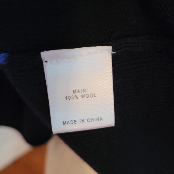 St. John 100% Wool Knit Zip Up Sweater Blue Geometric Coastal - Picture 10 of 12